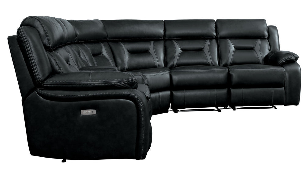 Amite 6Pc Gray Faux Leather Power Recliner Sectional Aetna Stores