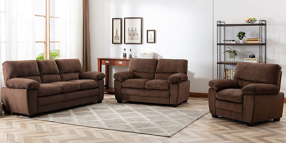 Andres Brown Plush Velvet Loveseat Aetna Stores