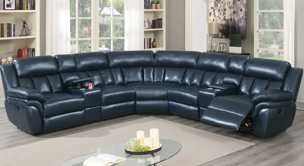 Barbora 3Pc Navy Blue Power Recliner Sectional Sofa Aetna Stores