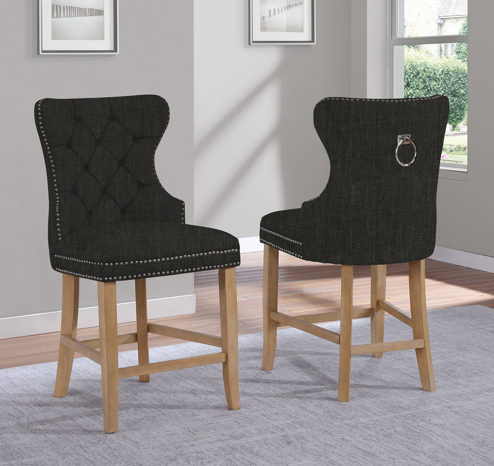 Beata 2 Black Linen Fabricwood Counter Height Chairs Aetna Stores 6578