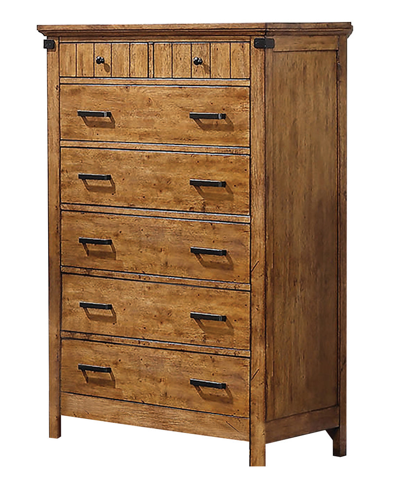 Brenner Rustic Honey Wood 7Drawer Chest Aetna Stores