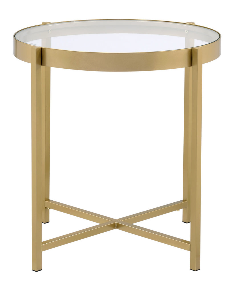 Charrot Clear Glassgold Finish Metal End Table Aetna Stores