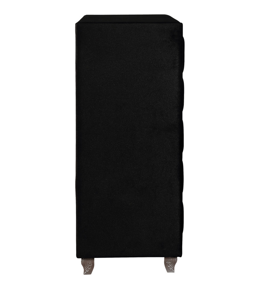 Deanna Black Velvet 5Drawer Chest Aetna Stores