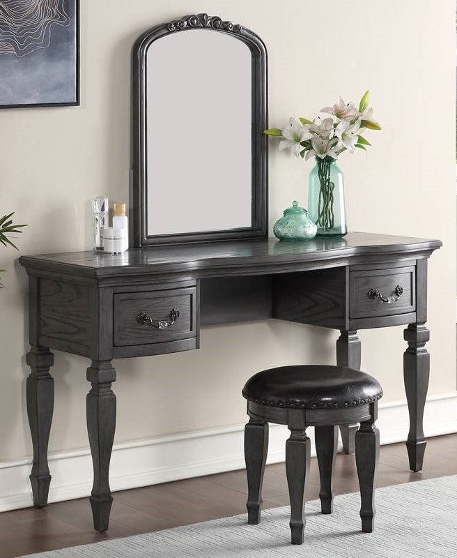 Dominika 3Pc Grey Wood Vanity Set Aetna Stores