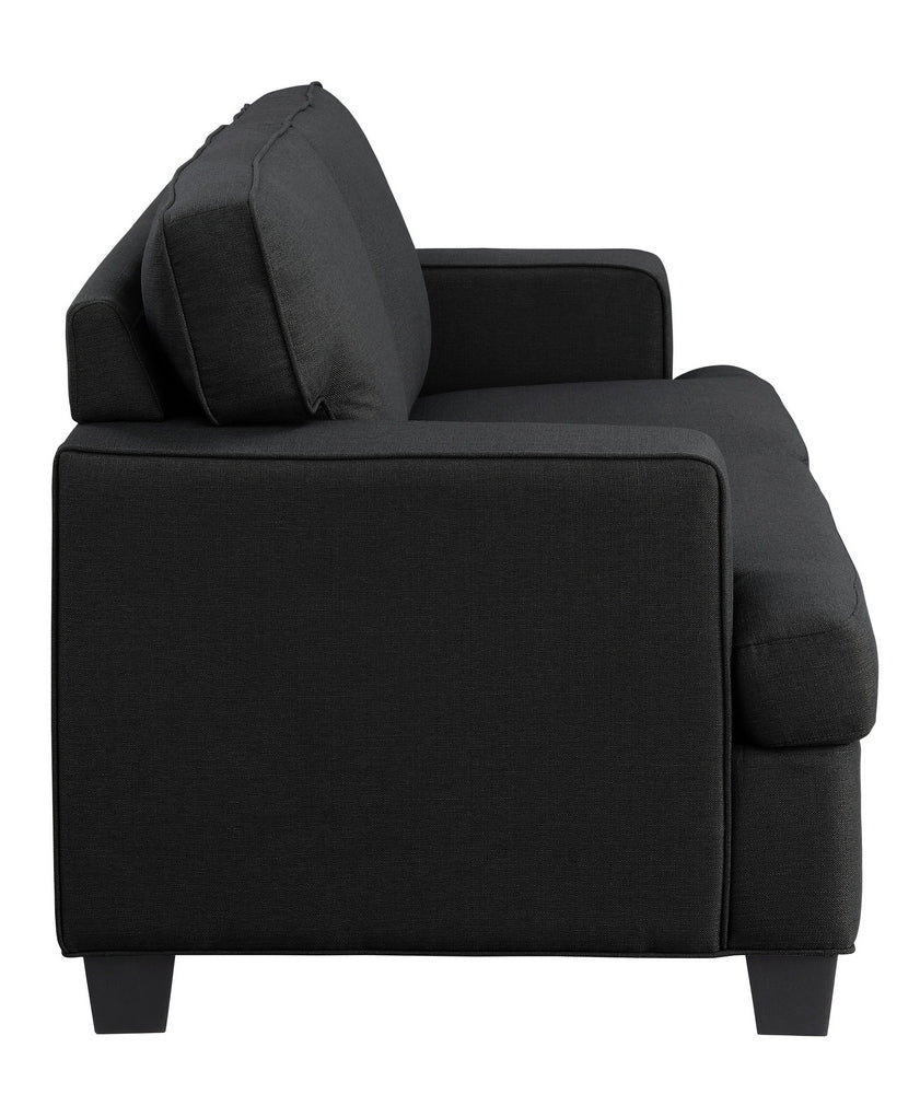Elmont Black Textured Fabric Loveseat Aetna Stores