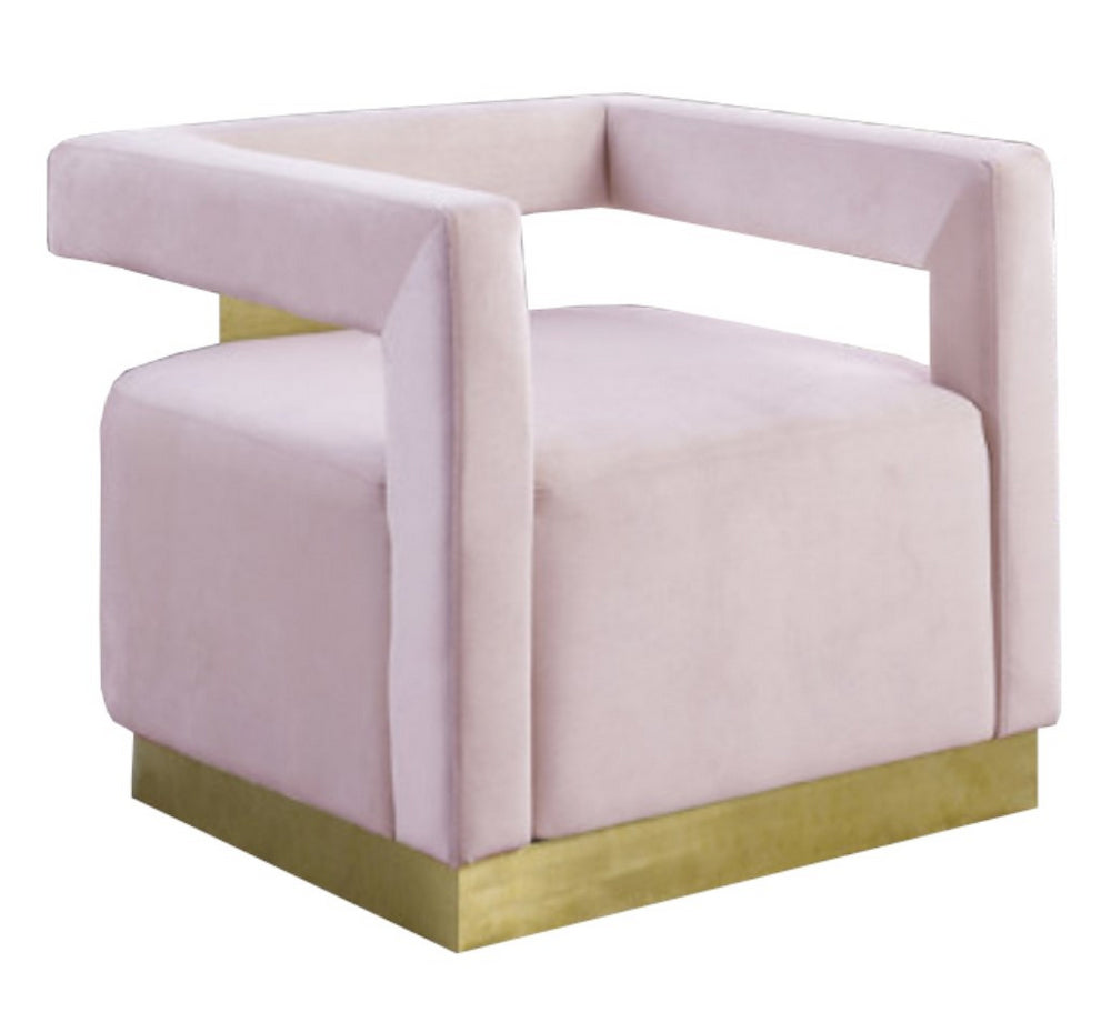 Estelle Pink Velvet Accent Chair Aetna Stores