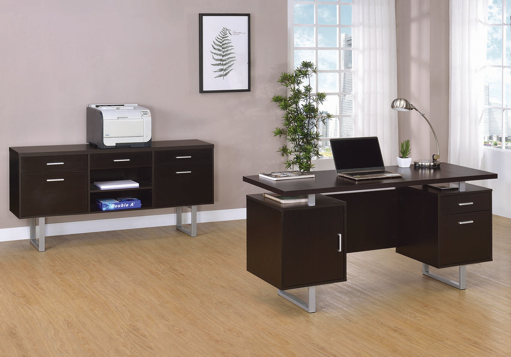 Glavan Contemporary 2Pc Cappuccino Wood Office Set Aetna Stores