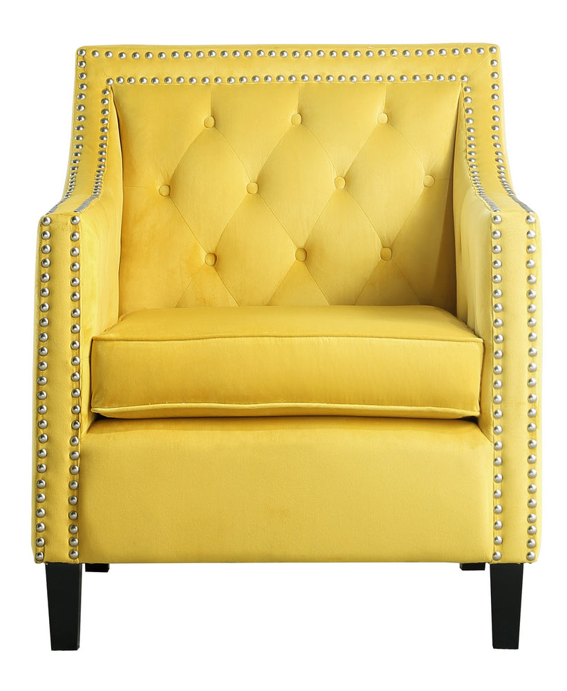Grazioso Yellow Velvet Fabric Accent Chair Aetna Stores