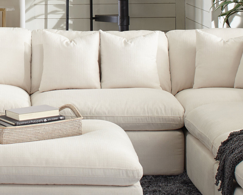 Hobson 5Pc Off White Fabric Modular Sectional with Ottoman Aetna Stores