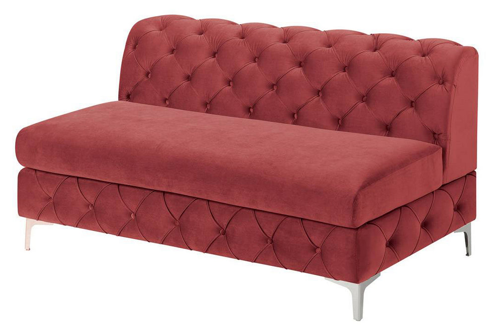 Lexie Glam Red Velvet Armless Loveseat Aetna Stores