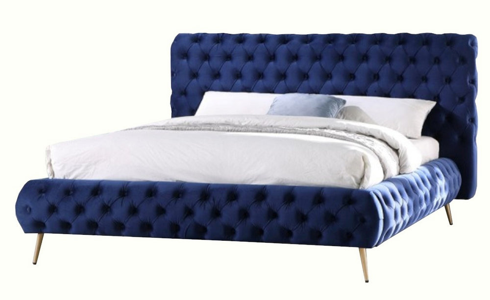 Madison Blue Velvet Queen Bed Aetna Stores
