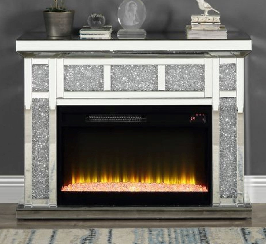 Noralie Mirrored Frame Console Table with Fireplace Aetna Stores