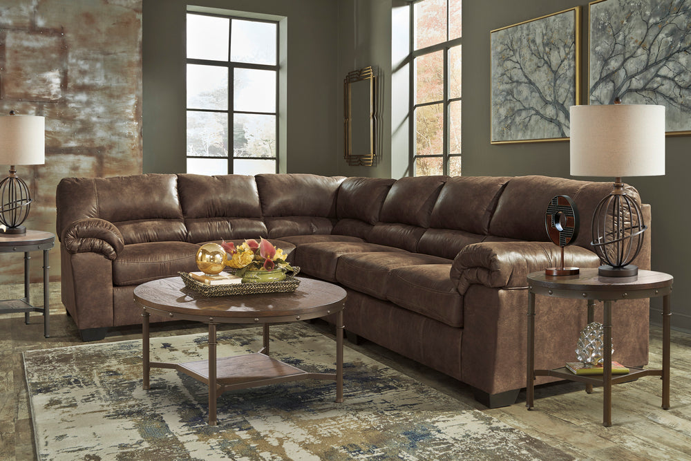 Bladen 3-Pc Coffee Faux Leather Sectional With LAF Sofa (Oversized ...