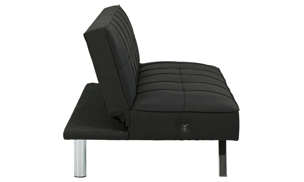 Santini Black Fabric Flip Flop Armless Sofa Aetna Stores