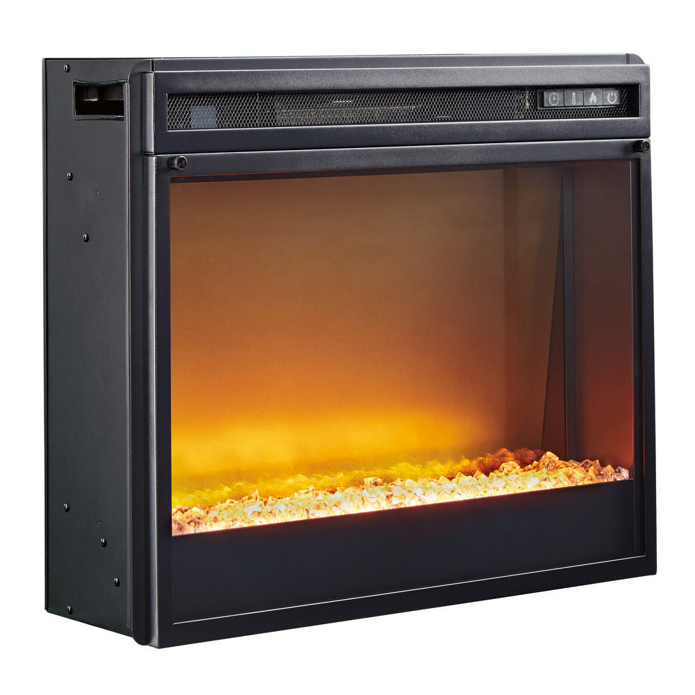 Trinell Brown Wood LG TV Stand with Fireplace Insert Aetna Stores