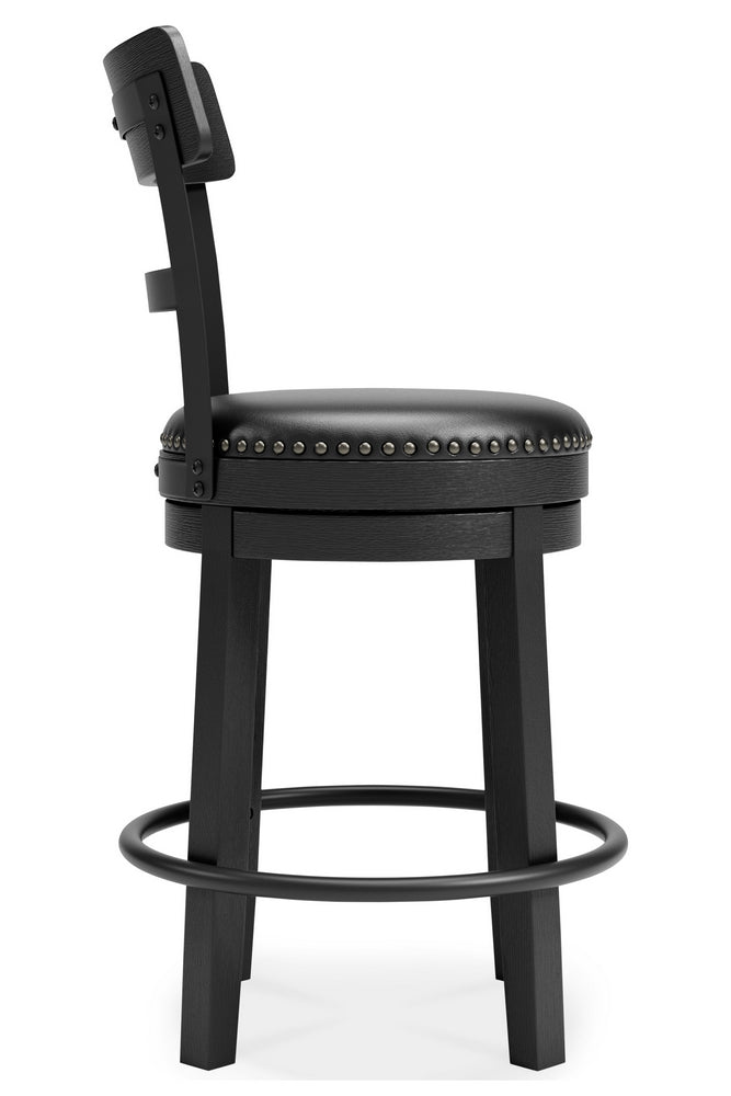 Valebeck Black Wood Swivel Bar Stool Aetna Stores