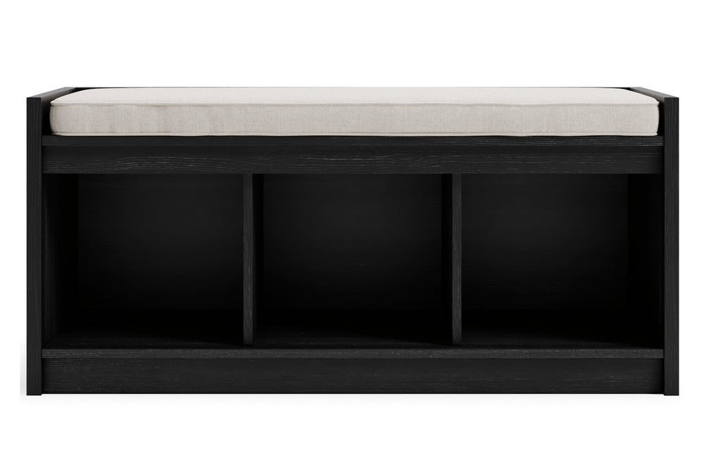 Yarlow Black Wood Storage Bench Aetna Stores