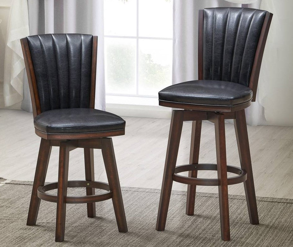 Urvi 2 Black Faux Leather Counter Height Chairs Aetna Stores