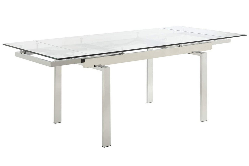 Wexford 5Pc Clear/Chrome Dining Table Set with Black Chairs Aetna Stores