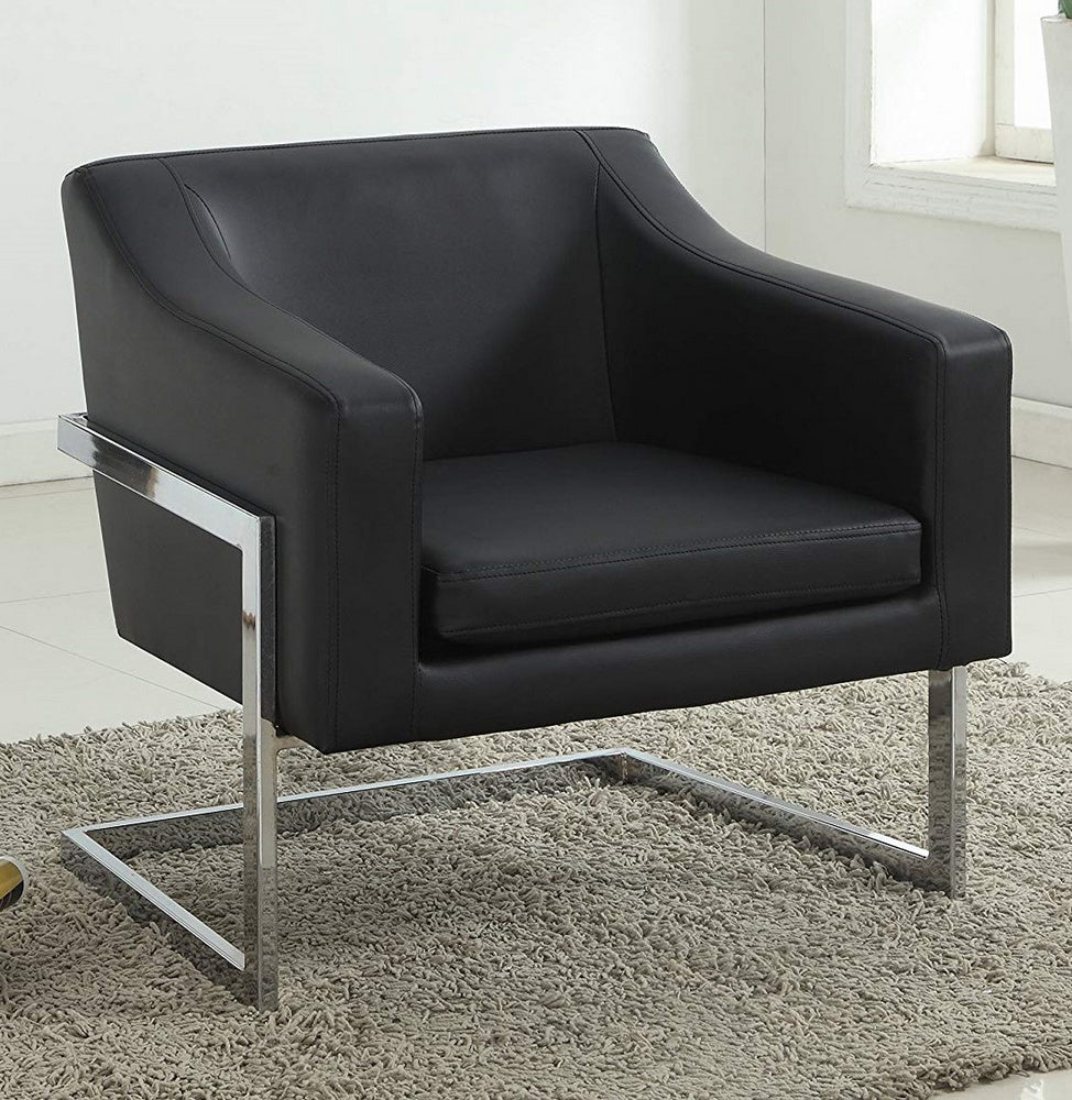 Violante Black Faux Leather Accent Chair Aetna Stores