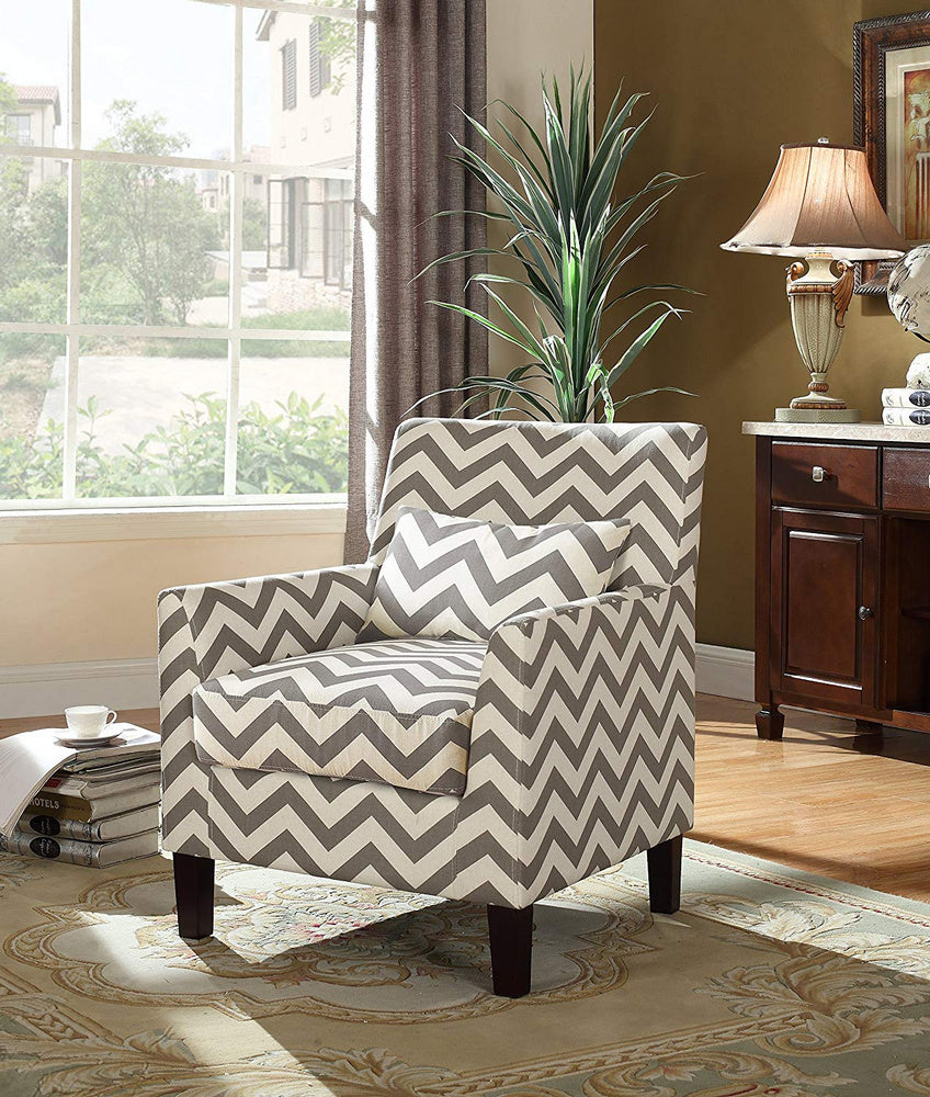Cassidy White & Grey Fabric Accent Chair Aetna Stores