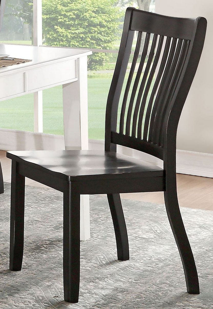 Renske 2 Black Wood Side Chairs with Slatted Backrest Aetna Stores