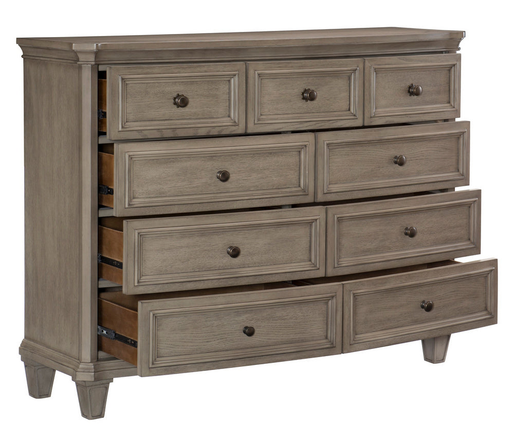 Vermillion Gray Cashmere Finish Wood 9Drawer Dresser Aetna Stores