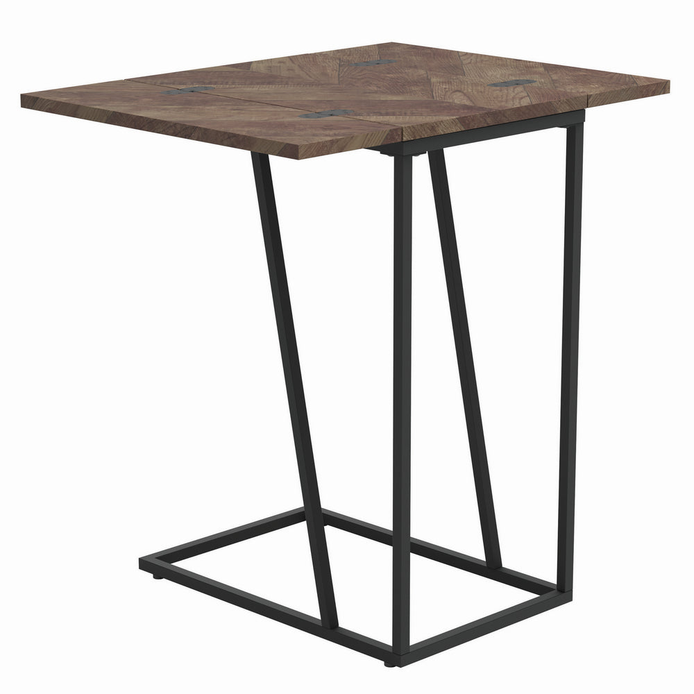 Averi Rustic Tobacco Herringbone Expandable Accent Table Aetna Stores