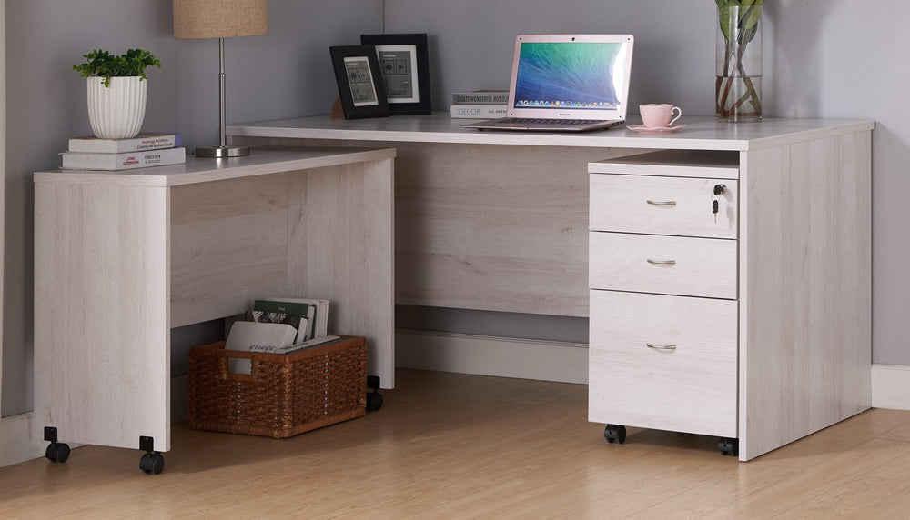 White Oak Wood Desk with Wheels Aetna Stores