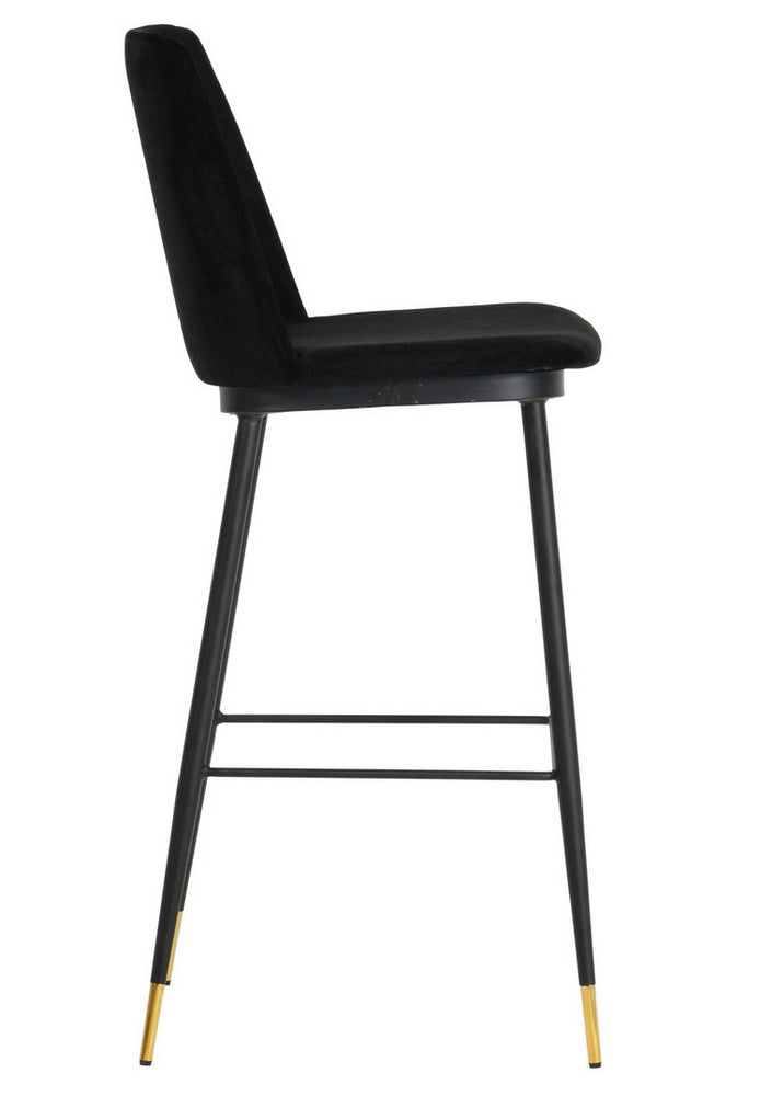 Evora 2 Black Velvet/Metal Counter Height Stools Aetna Stores