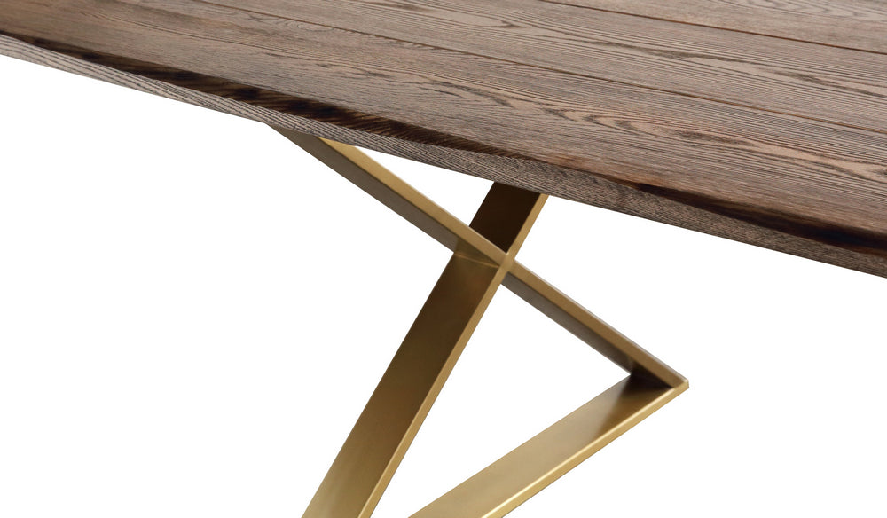 Leah Brown Wood/Brass Metal Dining Table Aetna Stores
