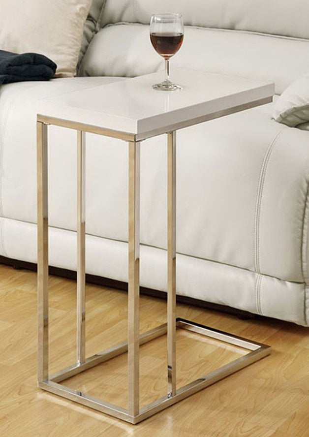 Allie White Wood/Metal Snack Table Aetna Stores