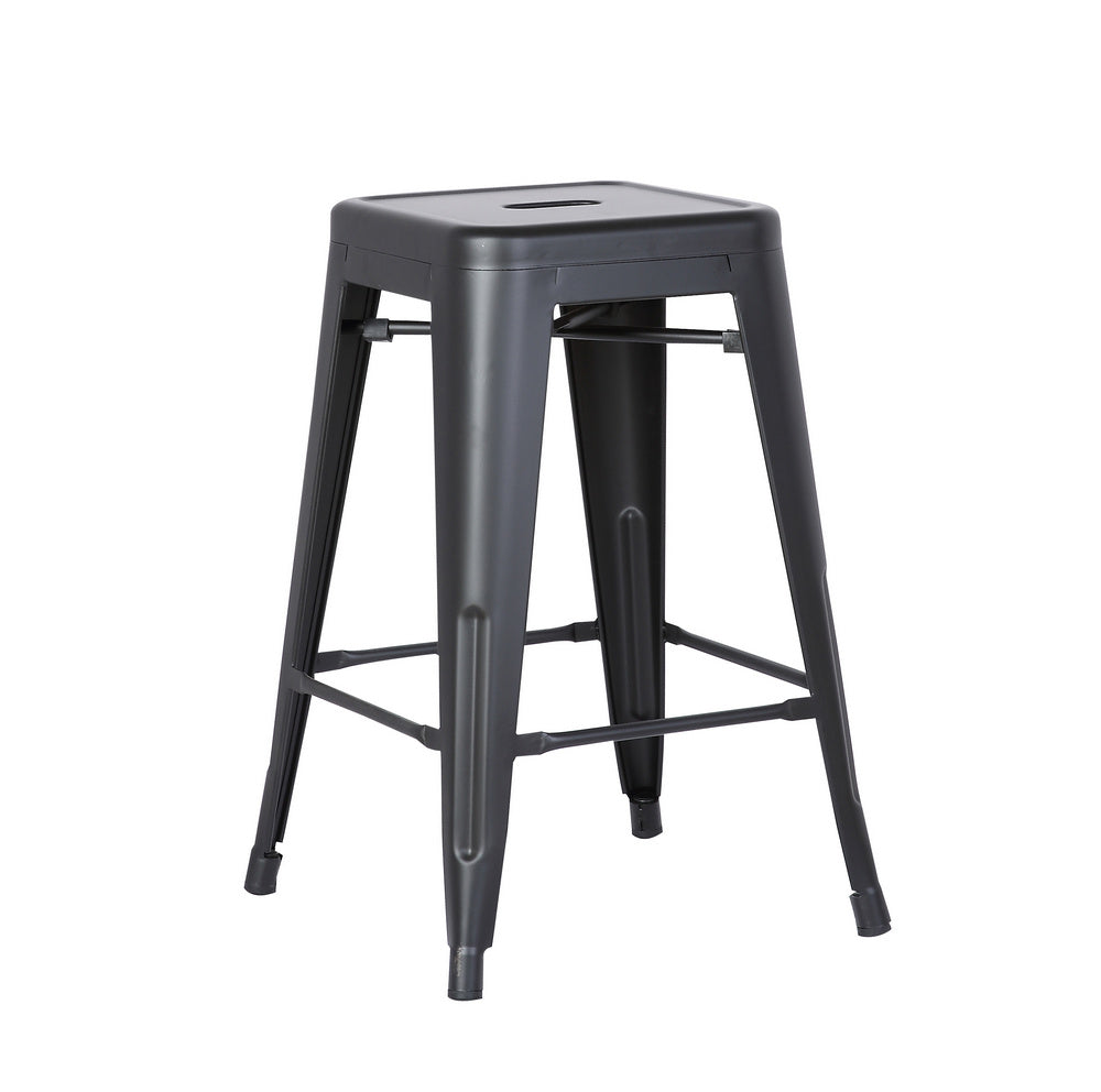 Clelia 2 Matte Black Metal Counter Height Stools Aetna Stores