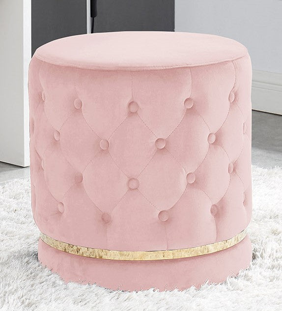 Shelby Peony Pink Velvet Round Swivel Stool Aetna Stores