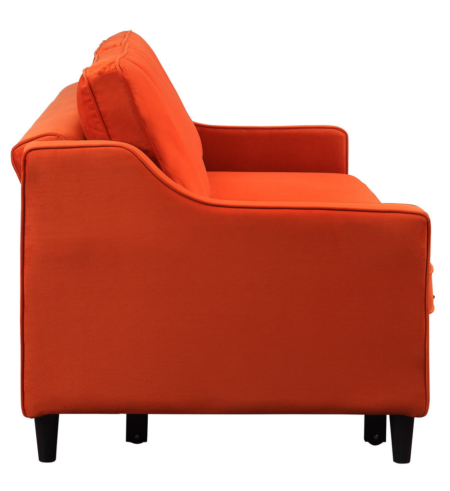 Adelia Orange Velvet Fabric Convertible Studio Sofa Aetna Stores