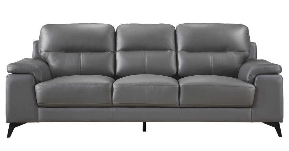 Mischa 2Pc Dark Gray Top Grain Leather Sofa Set Aetna Stores