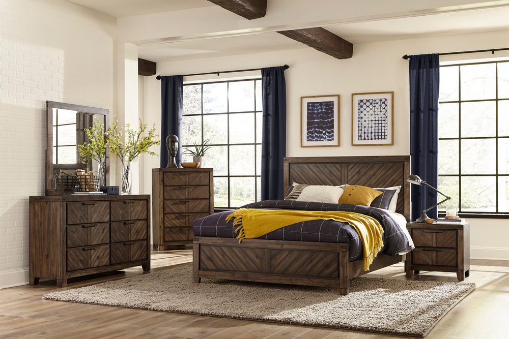 Parnell Rustic Cherry Wood King Bed Aetna Stores