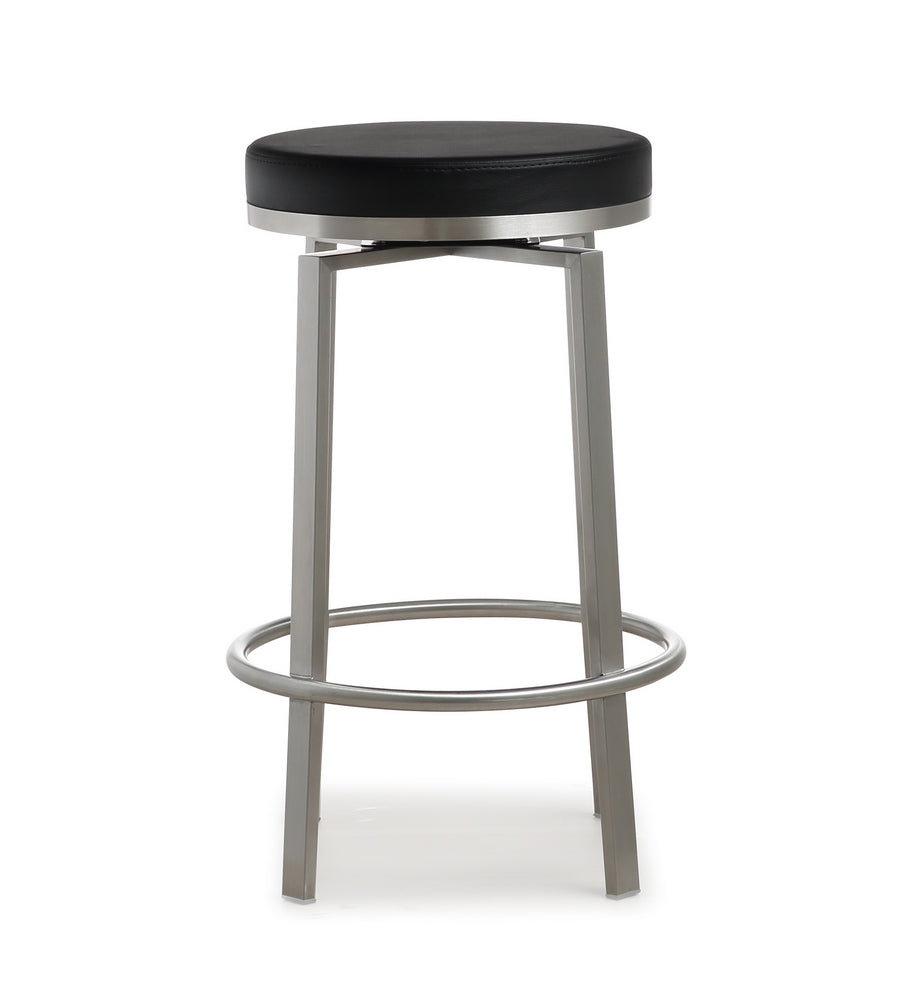 Pratt 2 Black Swivel Counter Stools with Steel Frame Aetna Stores
