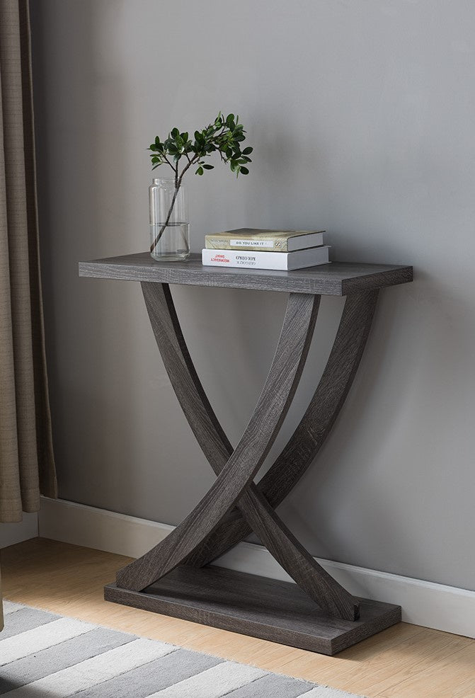 Serafina Distressed Grey Wood Console Aetna Stores