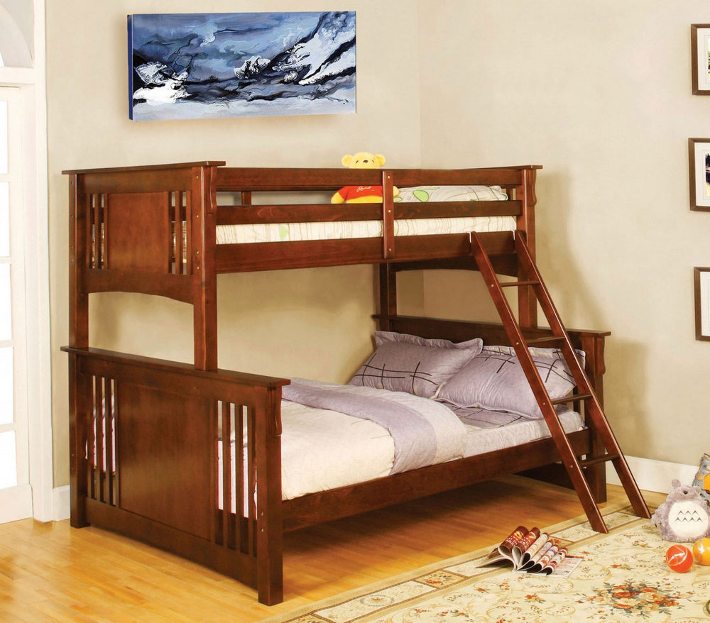 Spring Creek Oak Wood Twin over Full Bunk Bed Aetna Stores