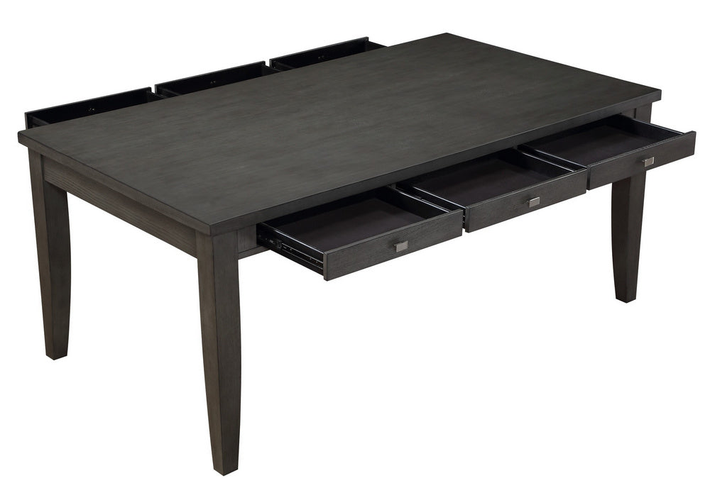 Baresford Gray Wood Dining Table with Drawers Aetna Stores