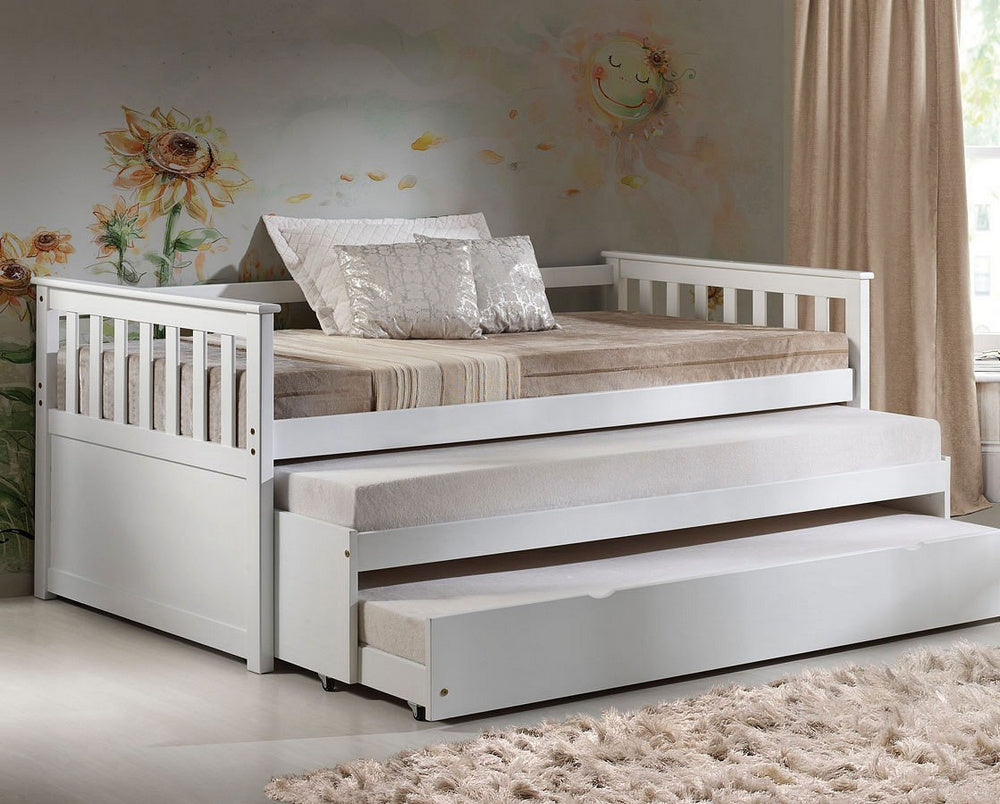 Cominia White Wood Twin Daybed with Pullout Bed Aetna Stores