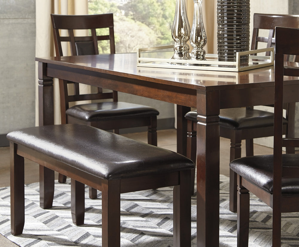 Bennox 6Pc Brown Wood/Faux Leather Dining Table Set Aetna Stores