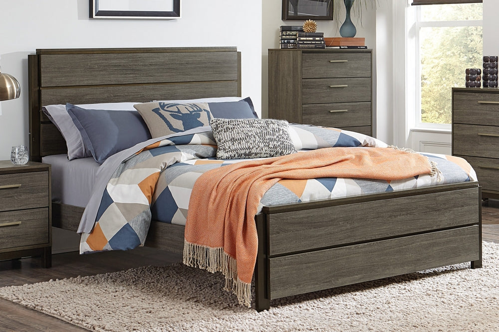 Vestavia Modern Gray Finish Queen Bed Aetna Stores