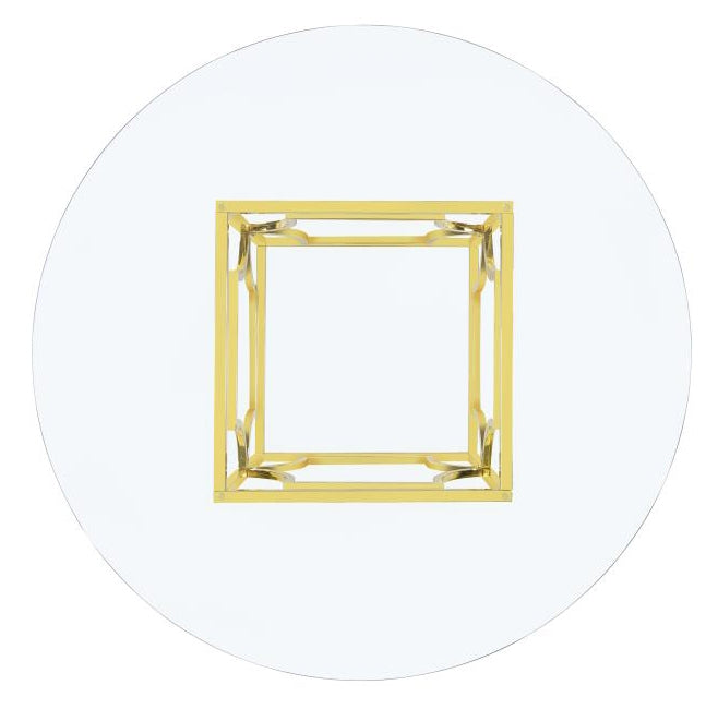 Evianna Brass Metal Dining Table with Round Glass Top Aetna Stores