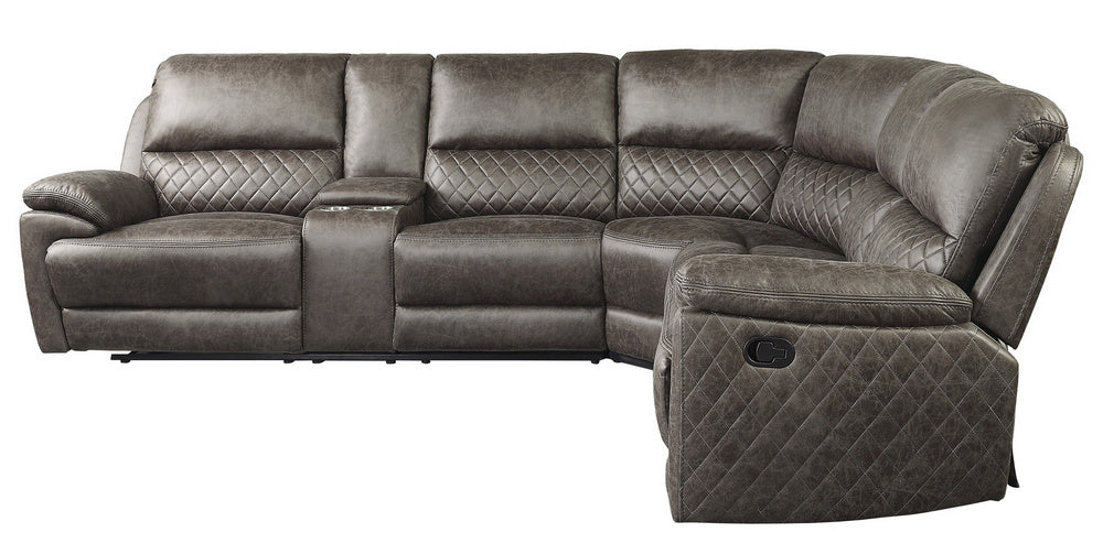 Knoxville 3Pc Brown Manual Recliner Sectional Sofa Aetna Stores
