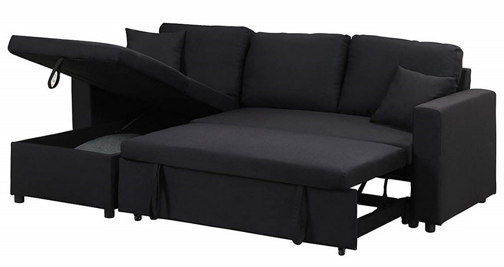 Sandy Black Reversible Sectional with PullOut Bed Aetna Stores