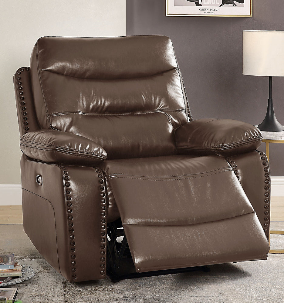 Aashi Brown LeatherGel Match Power Recliner Aetna Stores