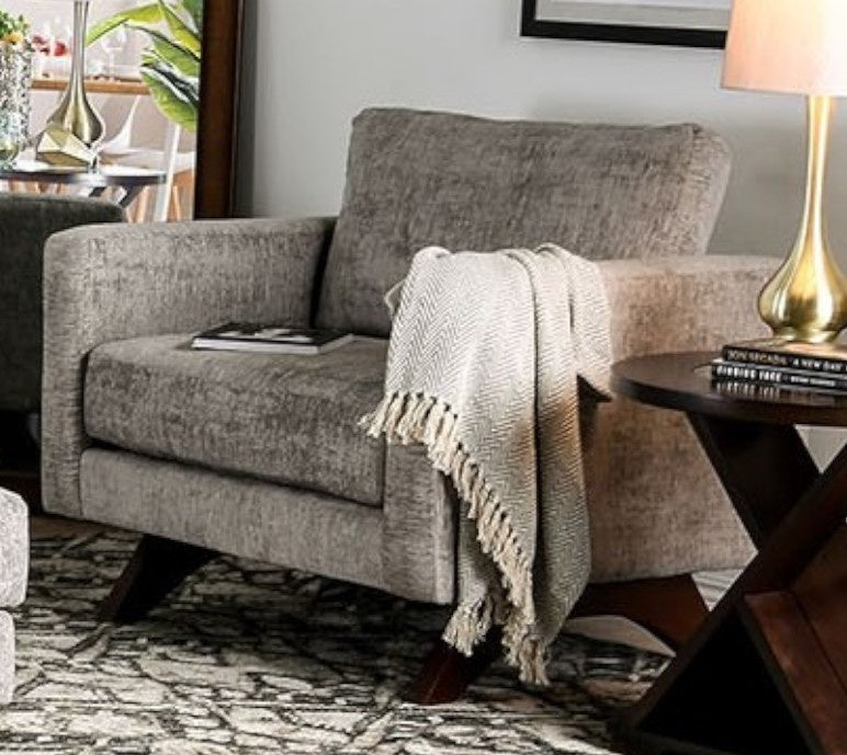 Harlech Gray Chenille Chair Aetna Stores