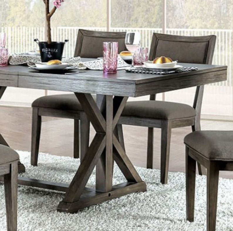Leeds Gray Wood Extendable Dining Table Aetna Stores